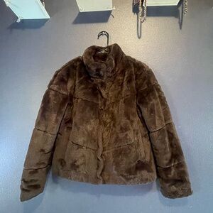 Ambiance Dark Brown Faux Fur Coat